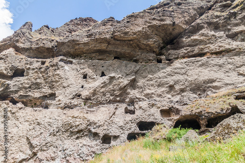 Cave monastery Vanis Kvabebi carved into a cliff, Georgia photo