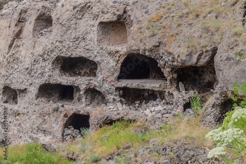 Cave monastery Vanis Kvabebi carved into a cliff, Georgia photo