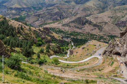 Road leading to the cave monastery Vanis Kvabebi carved into a cliff, Georgia photo