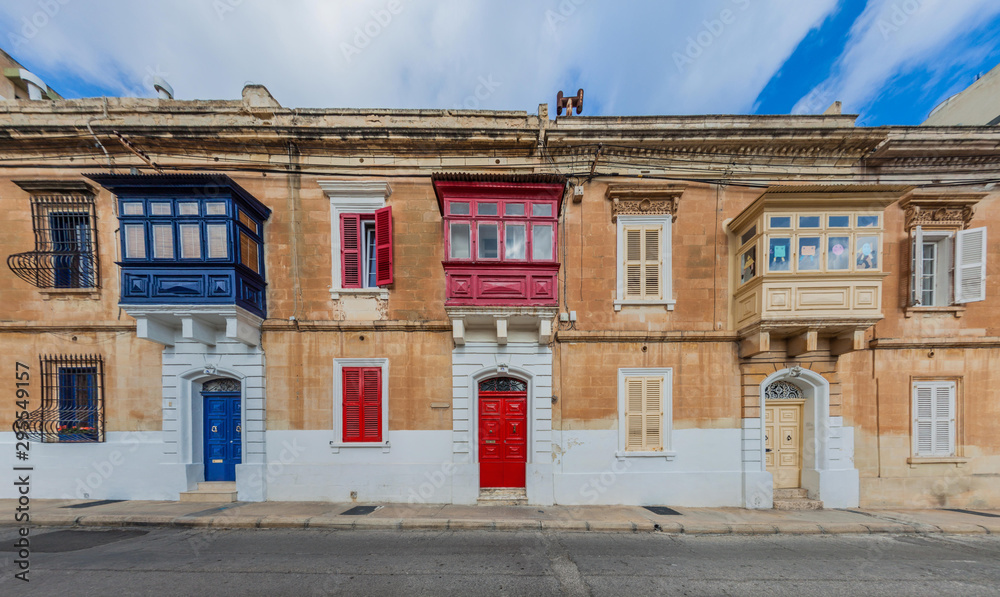Typical Maltese balconies (gallarija) in Sliema, Malta