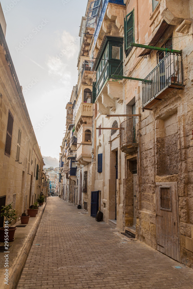 Typical narrow street in Valletta, capital of Malta