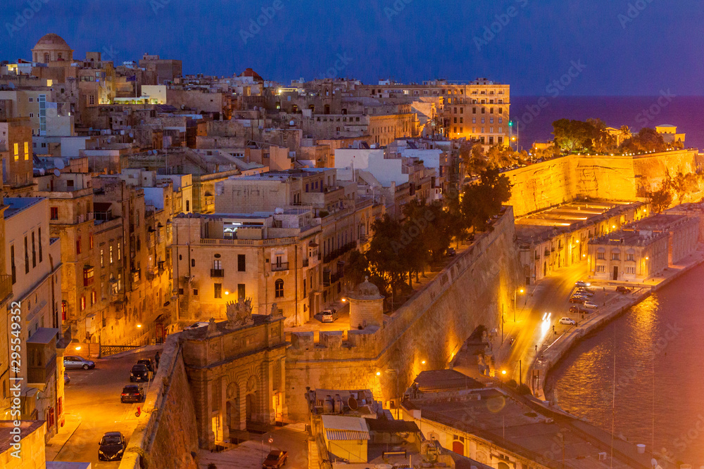Night view of Valletta, capital of Malta