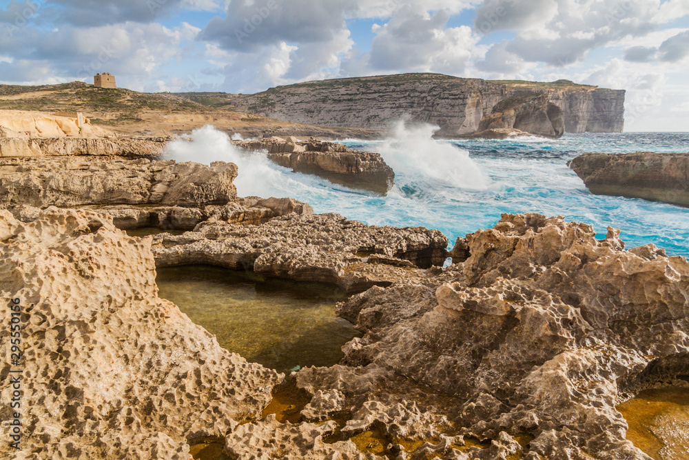 Cliffs of Dwejra on the island of Gozo, Malta
