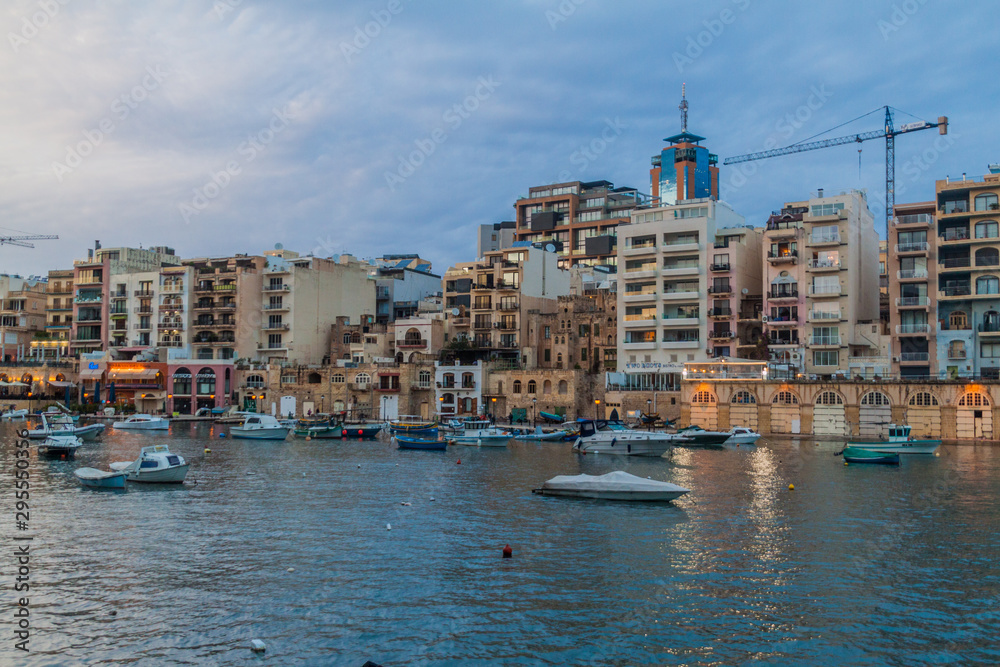 San Giljan town waterfront in Malta