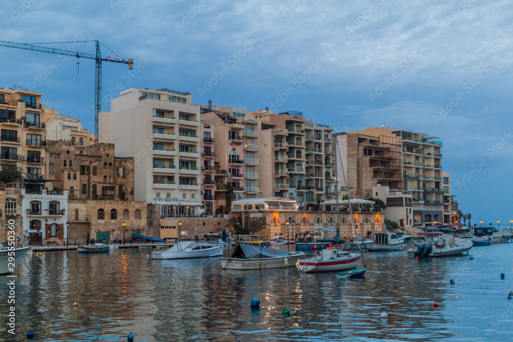 San Giljan town waterfront in Malta