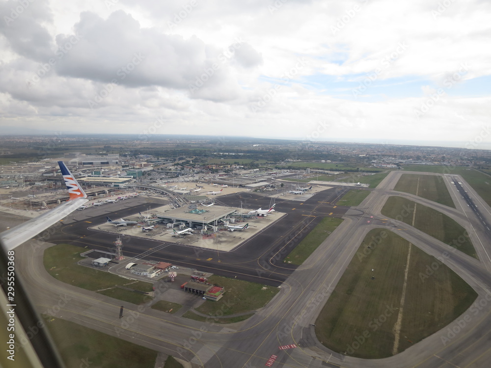 Fototapeta premium aerial view of airport and city