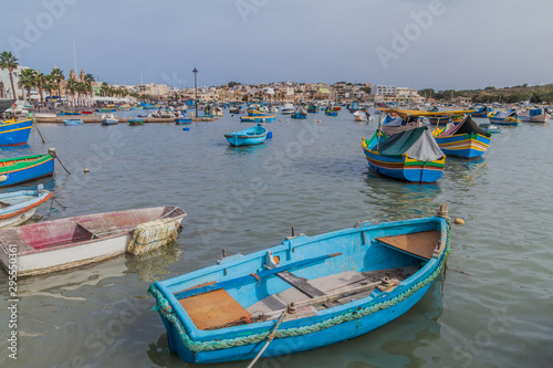 Fishing boats in the harbor of Marsaxlokk town  Malta