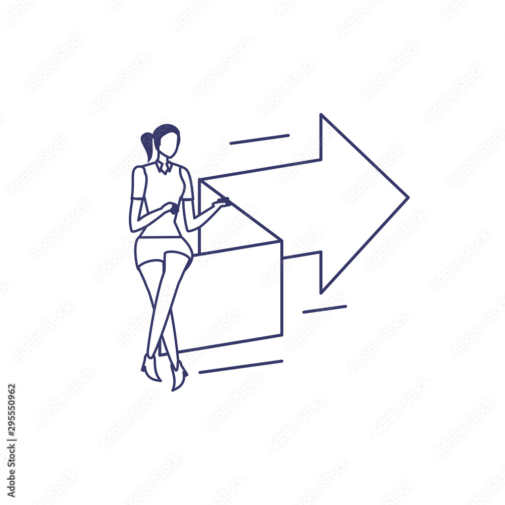 silhouette of woman with arrow in white background silhouette of woman with arrow in white background
