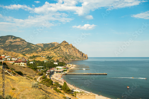 View On Kurortnoe Settlement With Kara Dag Mountain In Crimea, Russia.