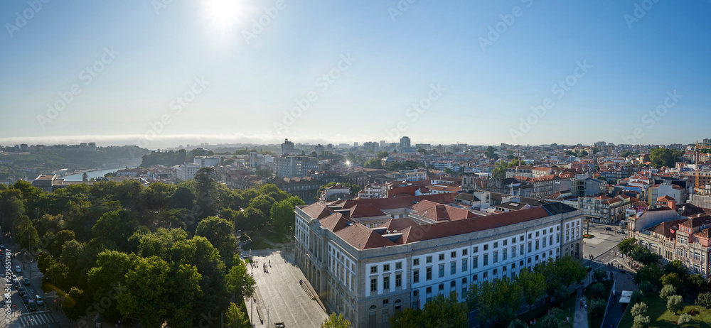 Portugal. Porto Clerigos Tower. Panorama from the observation deck towards the University of Porto