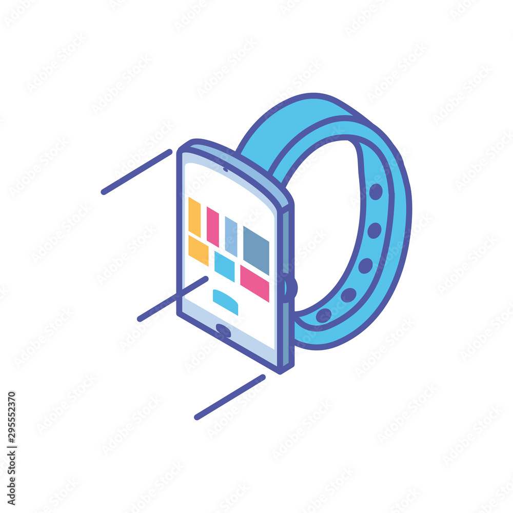 smart watch with apps icons in white background smart watch with apps icons in white background