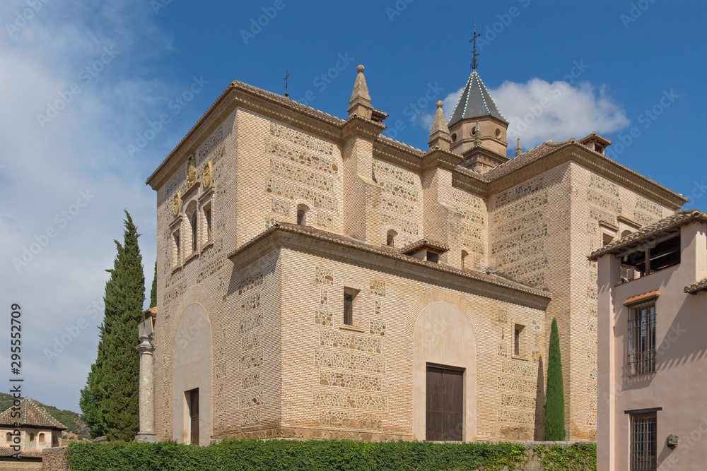 Church of Santa Maria de Alhambra next to the palace of Carlos V. Granada, Spain, Andalusia.