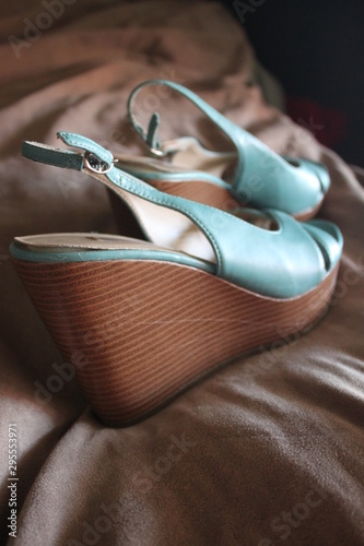 woman's blue shoes
