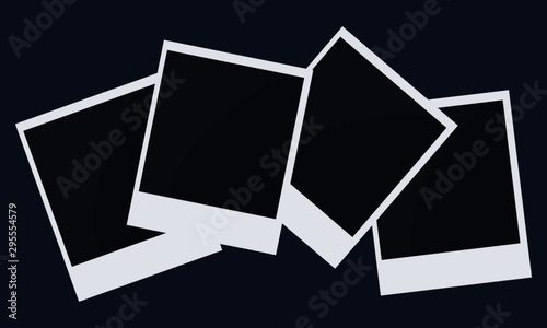 Retro Realistic Blank Instant Snapshot Photo Card Mock-Up with White Border Isolated. Photo Frame. Template Photo Design, Vector Illustration - Vector