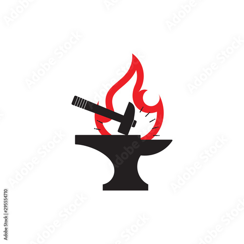 flame line blacksmith symbol logo vector