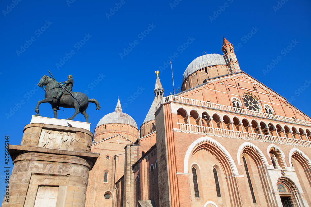 The Basilica of St Anthony and Equestrian statue of Gattamelata in Padua Italy 