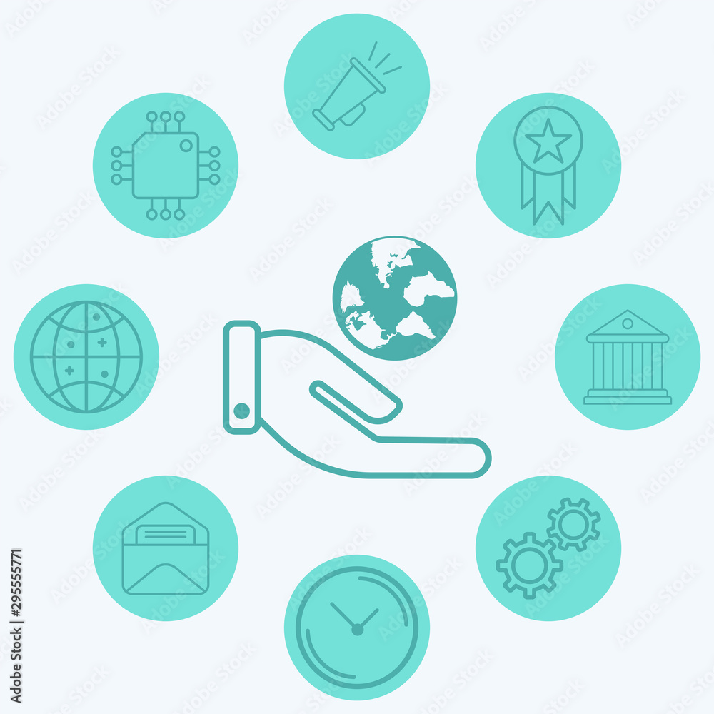 Hand with globe vector icon sign symbol Hand with globe vector icon sign symbol