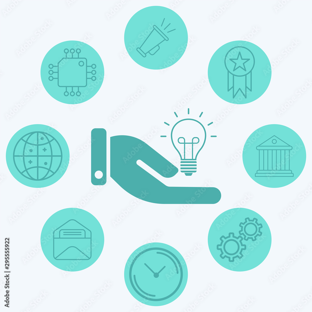 Hand with light bulb vector icon sign symbol Hand with light bulb vector icon sign symbol