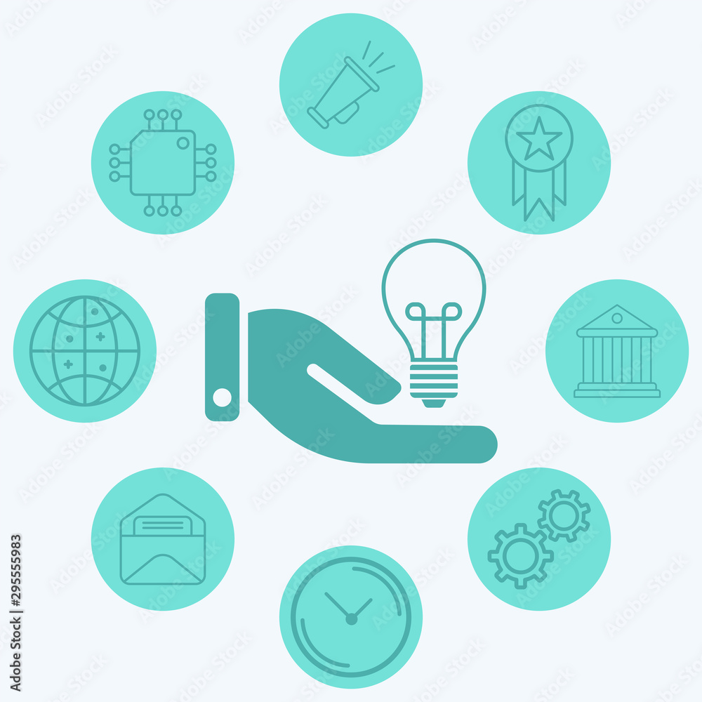 Hand with light bulb vector icon sign symbol Hand with light bulb vector icon sign symbol