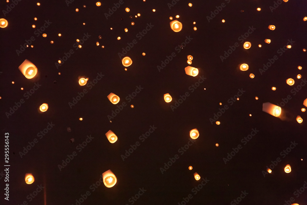 New year in Chiang Mai with floating lanterns