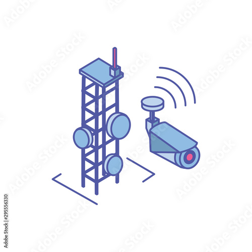 surveillance camera with telecommunications tower