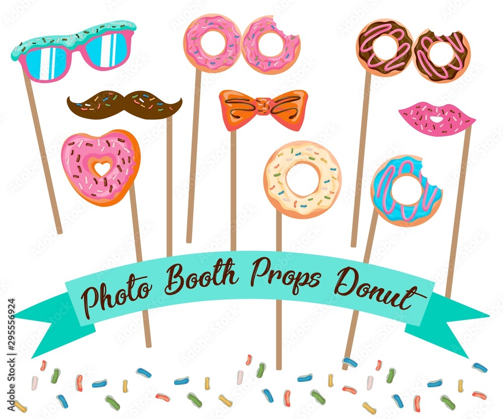Photo booth props Donut, Printable Photo Booth Props, Booth prop party ...