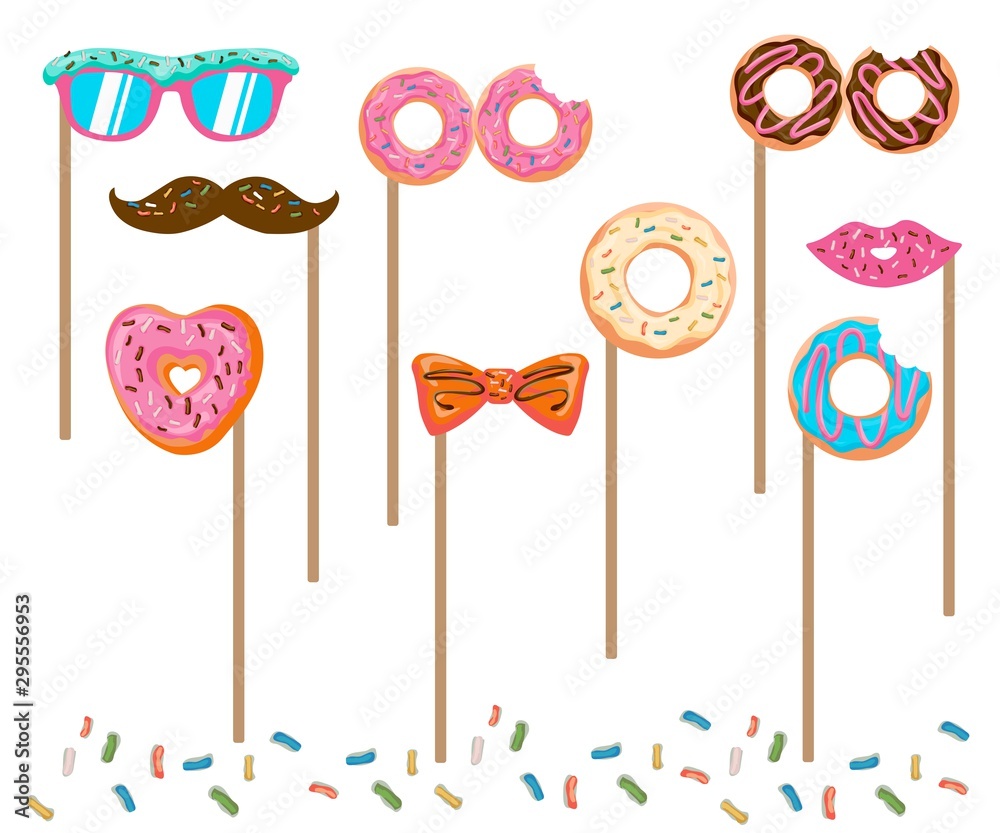 Photo booth props Donut, Printable Photo Booth Props, Booth prop party elements, Donut Party Printables, Donut Birthday Party