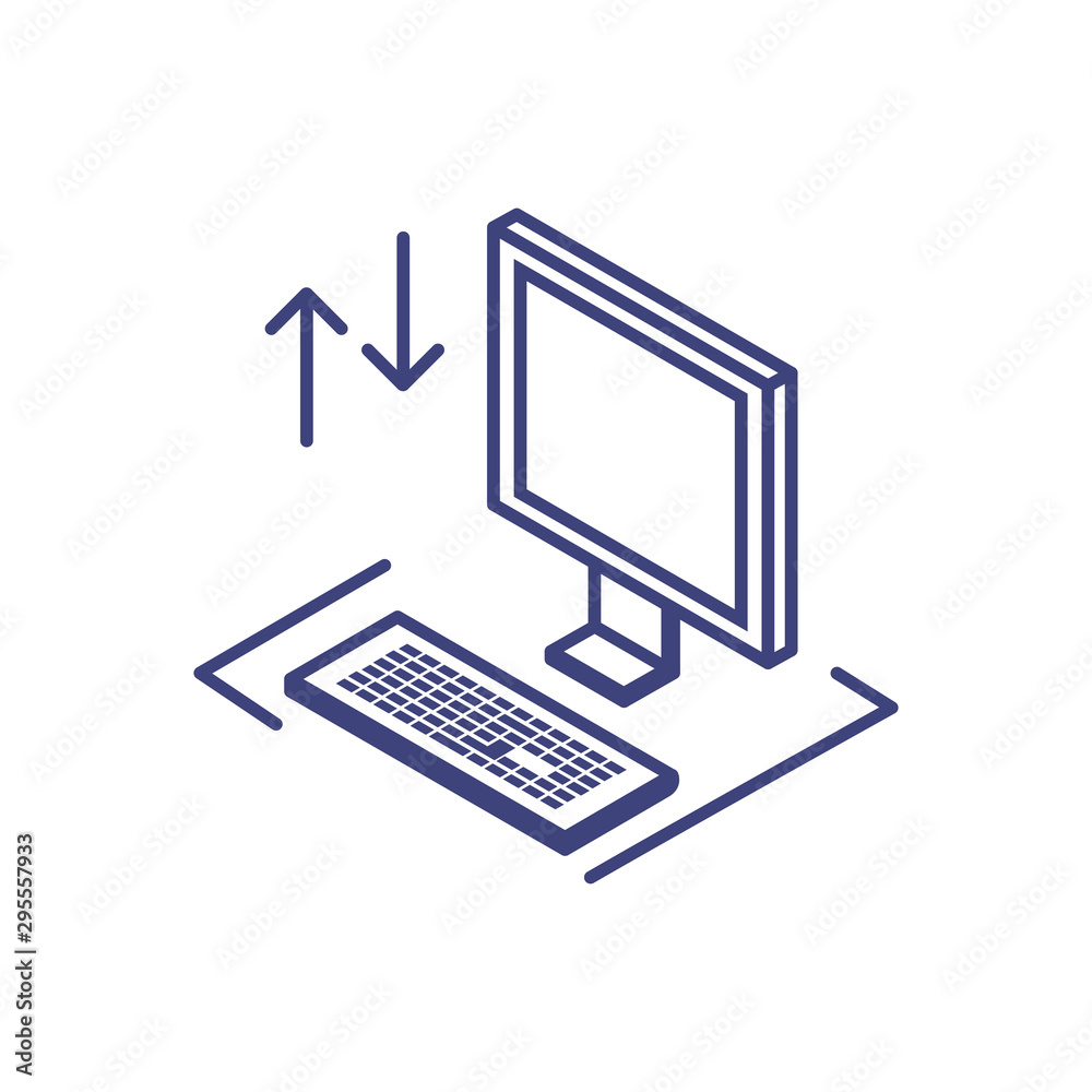 Fototapeta premium desktop computer screen with keyboard in white background