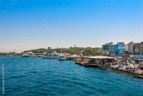 Istanbul, Turkey, 29 June 2019: Eminonu city ​​lines ship port. © Kayihan