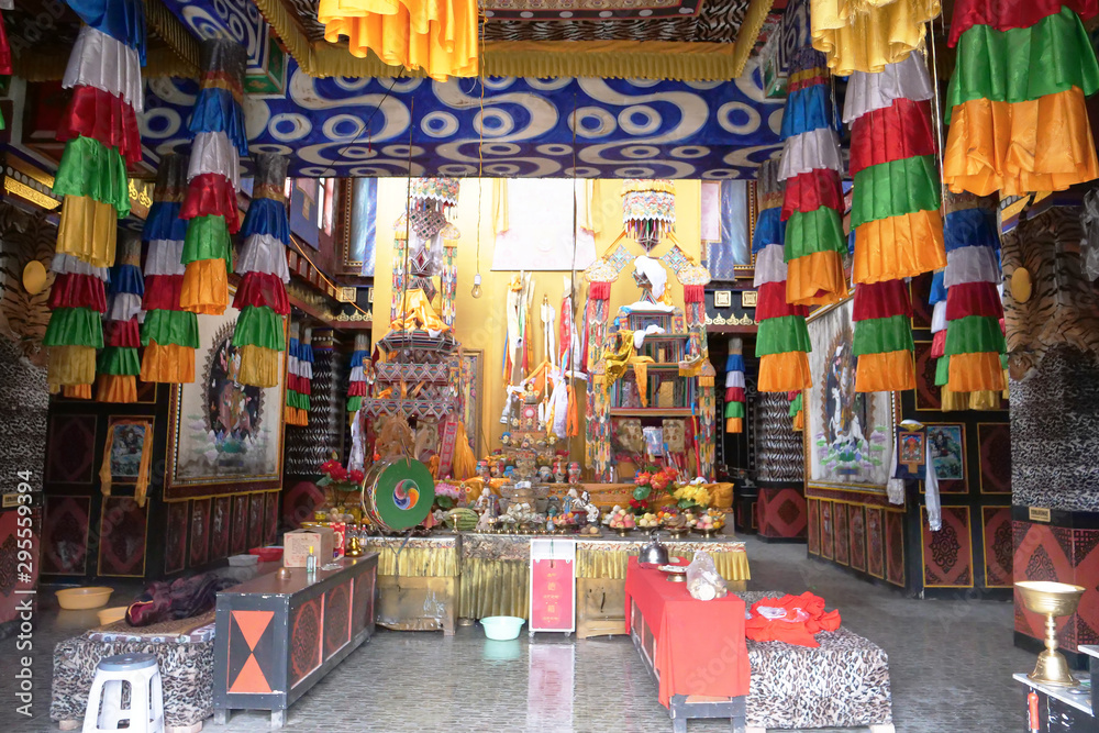 Tibetan Buddhist temple in Laji Shan Qinghai Province China Tibetan Buddhist temple in Laji Shan Qinghai Province China