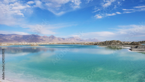 Beautiful nature landscape view of Emerald Salt Lake in Qinghai China © BabyQ