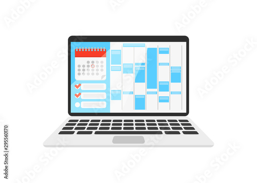 calendar on the laptop with check list