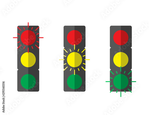 set traffic light color icon in flat style, vector