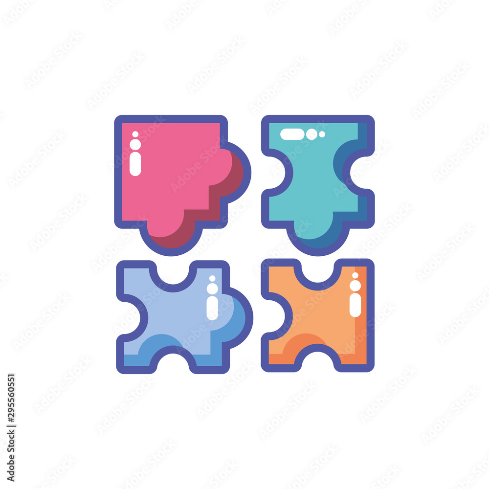 colorful puzzle pieces in white background