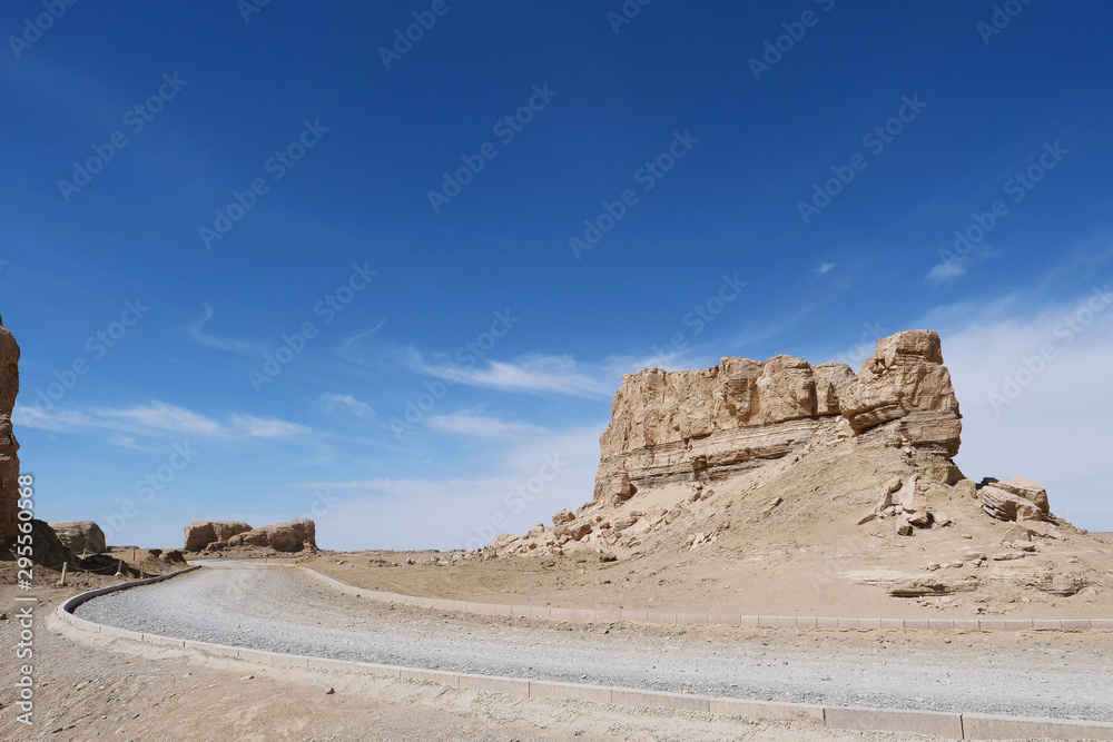 Landscape view of Water Yadan Geopark in Dunhuang Gansu China