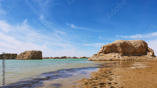 Landscape view of Water Yadan Geopark in Dunhuang Gansu China