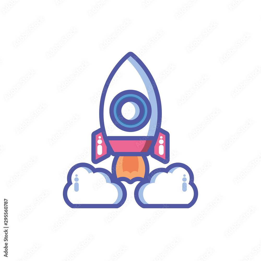 flying rocket in white background flying rocket in white background