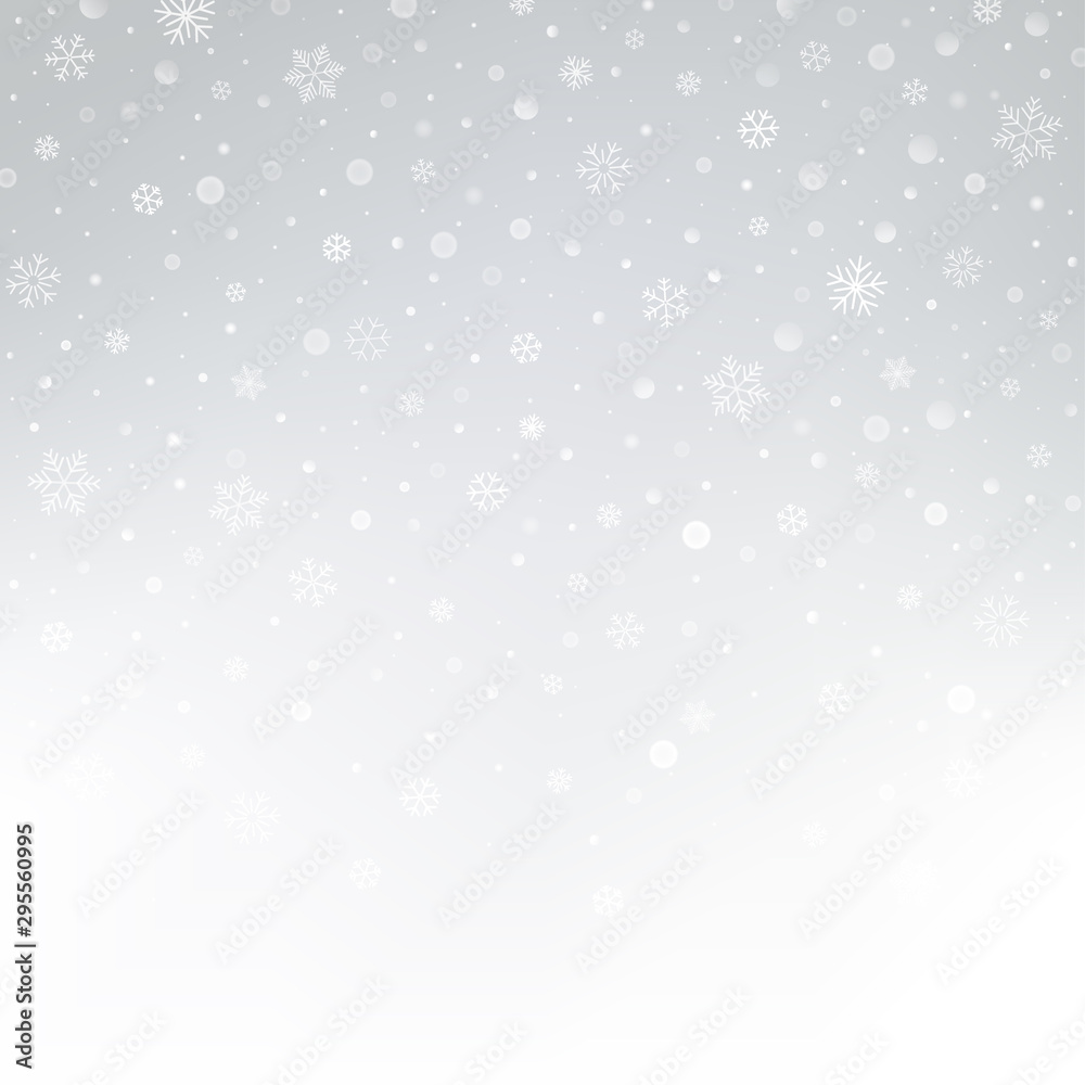 Silver and white pattern with snowflakes. Christmas vector abstract background.