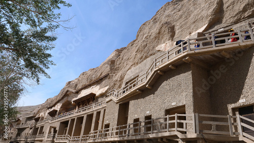 Ancient Buddhism architecture Dunhuang Mogao Grottoes in Gansu China
