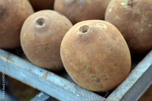 Cupuacu fruit exposed at outdoor market stall photo