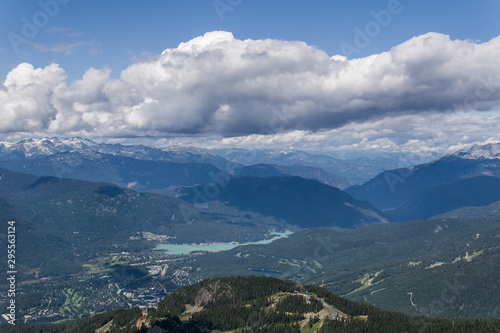 Bird view of the Whistler town in the morning from mountain. © olegmayorov