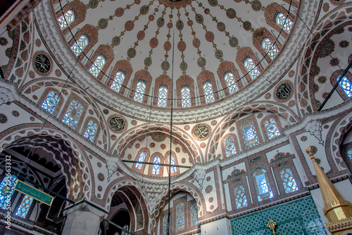 Istanbul  Turkey  29 June 2019  New Valide Mosque interior  domes.