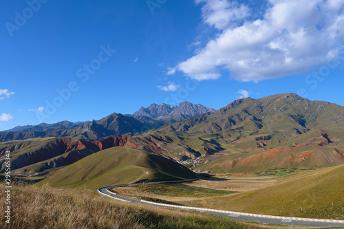 Beautiful nature landscape veiw of The Qilian Mountain Scenic Area Mount Drow in Qinghai China.