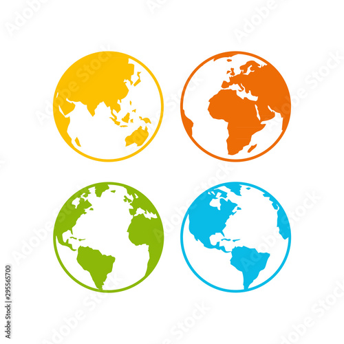Earth icon.Set Four Globes symbol