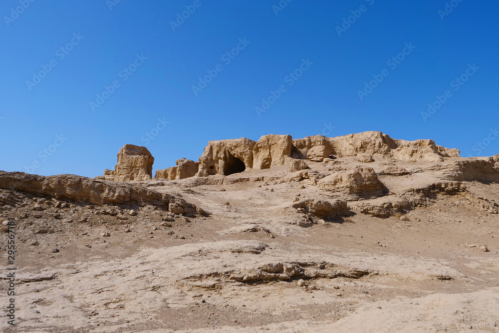 Fototapeta premium Landscape view of the Ruins of Jiaohe Lying in Xinjiang Province China.