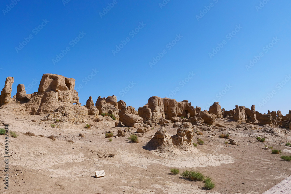 Landscape view of the Ruins of Jiaohe Lying in Xinjiang Province China. Landscape view of the Ruins of Jiaohe Lying in Xinjiang Province China.