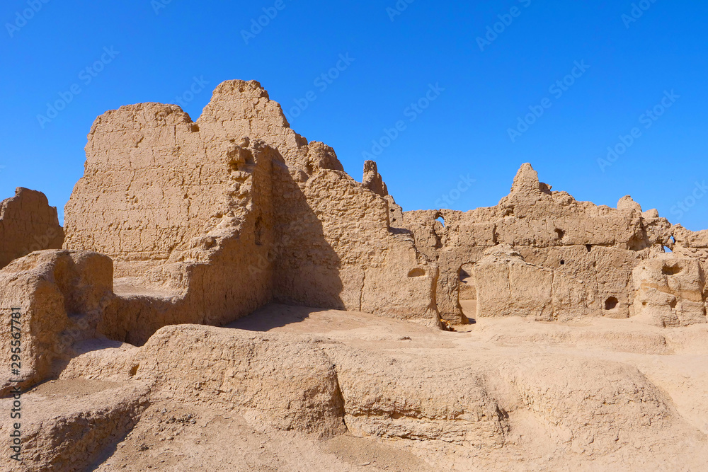 Landscape view of the Ruins of Jiaohe Lying in Xinjiang Province China.