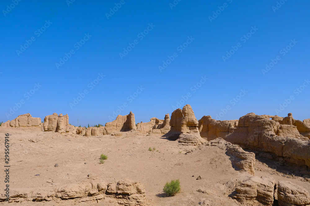 Landscape view of the Ruins of Jiaohe Lying in Xinjiang Province China. Landscape view of the Ruins of Jiaohe Lying in Xinjiang Province China.