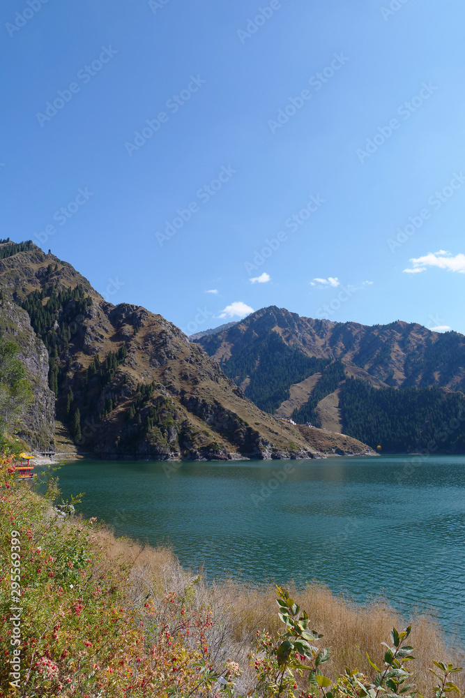 Nature landscape view Heaven Lake of Celestial Mountains in Xinjiang China.