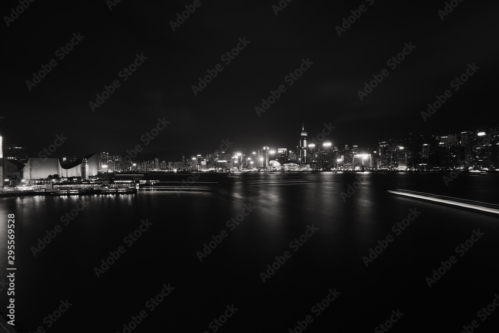 Hong Kong cityscape at night. View From Victoria Harbour Hong Kong cityscape at night. View From Victoria Harbour